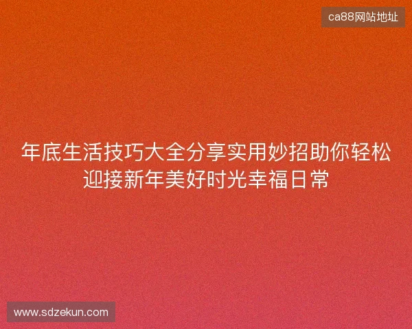 年底生活技巧大全分享实用妙招助你轻松迎接新年美好时光幸福日常