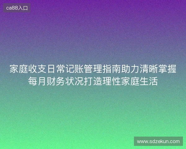 家庭收支日常记账管理指南助力清晰掌握每月财务状况打造理性家庭生活